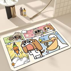 Cartoon Anime Cute Diatom Mud Bathroom Toilet Door Absorbent Non-Slip Quick-Drying Floor Mat Carpet