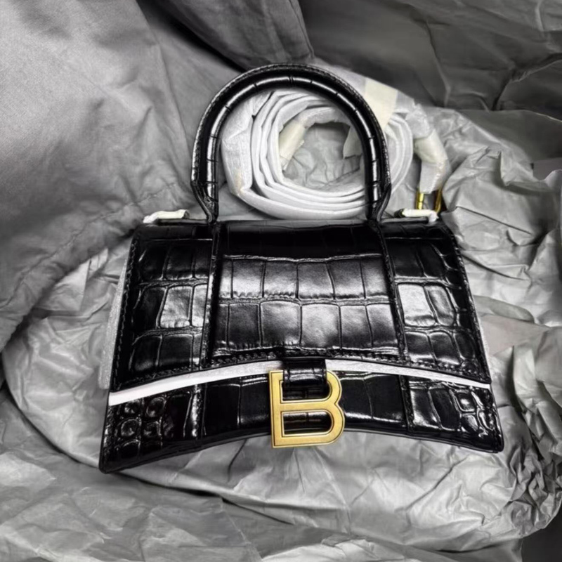 2026 New Genuine Leather Paris Crocodile Pattern Hourglass Bag Internet Celebrity Mini Handbag High-End Single Shoulder Crossbody Bag 2026 New Genuine Leather Paris Crocodile Pattern Hourglass Bag Internet Celebrity Mini Handbag High-End Single Shoulder Crossbody Bag