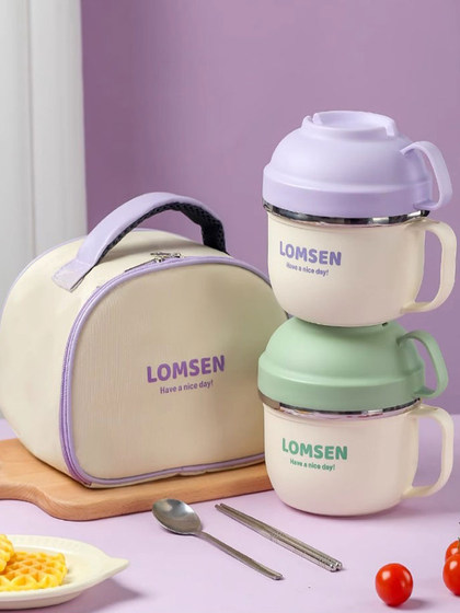 泡面碗不锈钢304新款带盖学生宿舍吃饭碗家用手柄面汤碗餐具饭盒