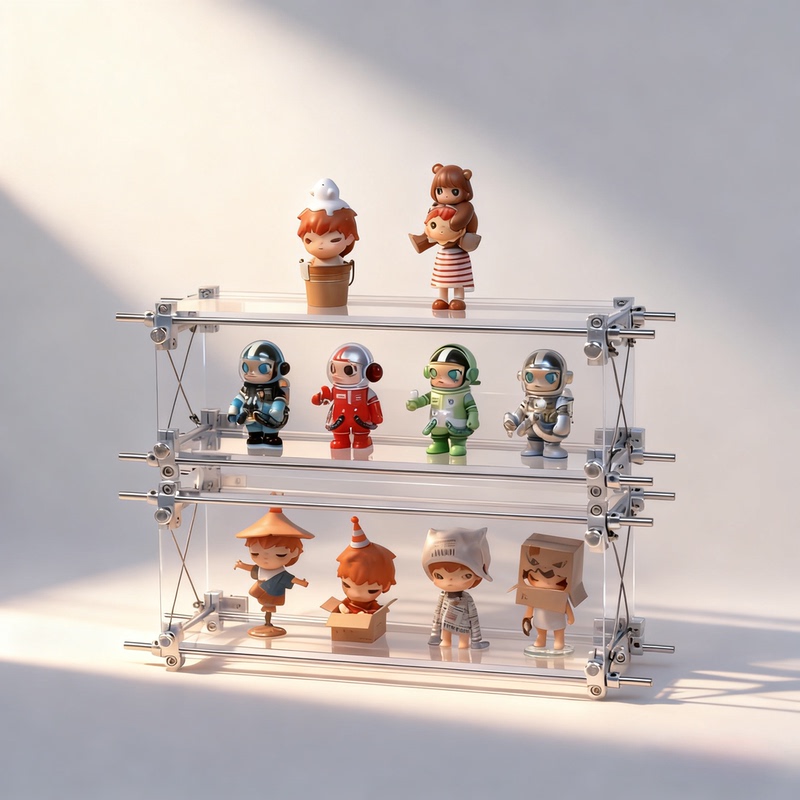 Gustore Optical Axis Acrylic Figure Storage and Display Stand, High-End Detachable Trendy Toy Figure Creative Display