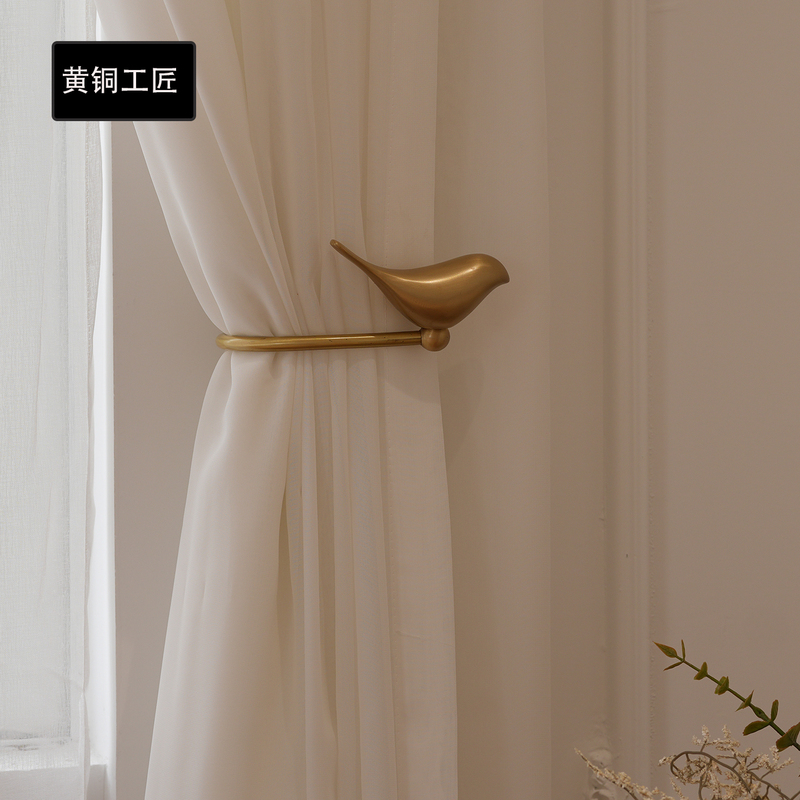 Light Luxury Brass Bird Curtain Hooks, French Retro Wall-Mounted Tieback Hooks, Creative Decorative Hooks for Living Room and Bedroom Curtains