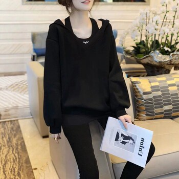 European Style Hooded Two-In-One Oversized Long-Sleeve T-Shirt for Men and Women, 2025 Autumn and Winter Design, Stylish and Age-Reducing Top