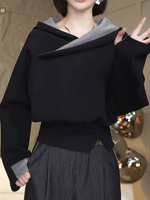 Fashionable and Stylish High-End Versatile Sweatshirt with a Unique Design, 2025 Autumn and Winter New Long-Sleeve Niche Plus-Size Sweatshirt Trend