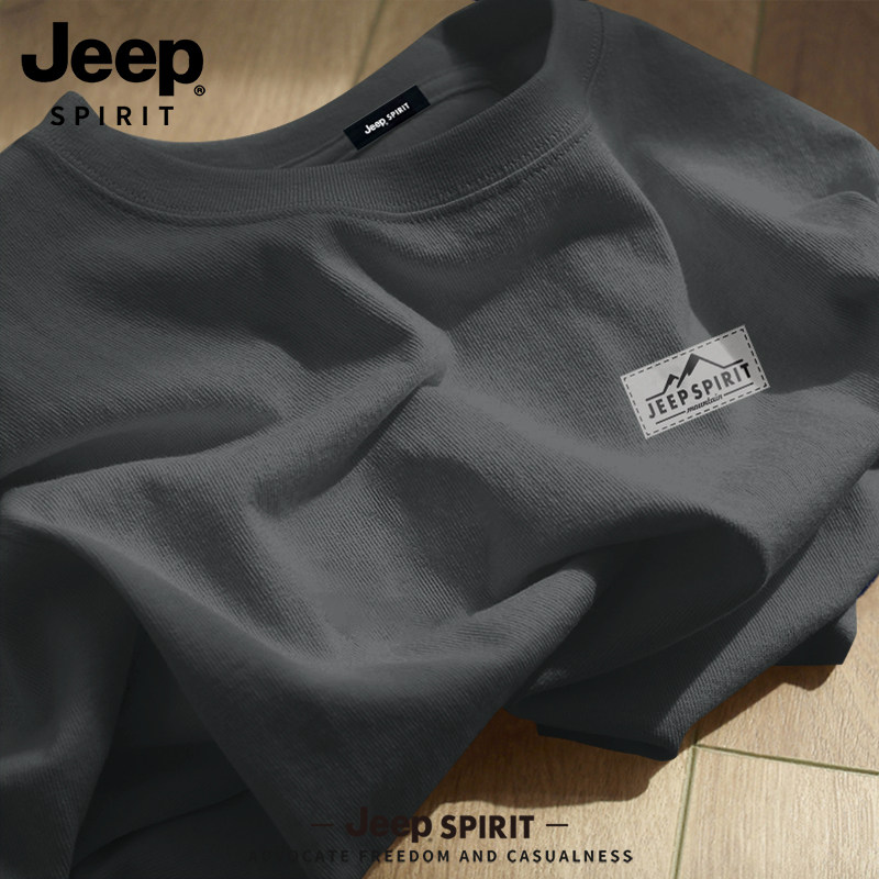 Мужская хлопковая футболка с короткими рукавами Jeep JEEP, новинка 2026 года, летняя американская футболка для спорта и отдыха, мужская футболка с короткими рукавами R
