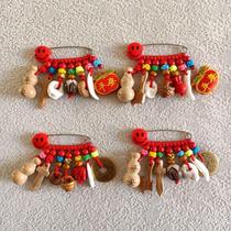 Baby child newborn baby safety outing pin peach basket dog tooth peach wood pendant portable brooch pregnant woman