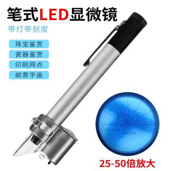 High-definition 25x scale portable magnifying glass led light electronic components written examination microscope coin porcelain identification