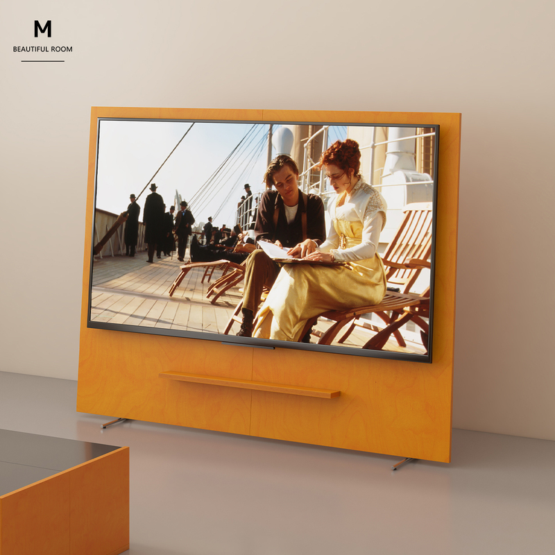 Imported Marine Board Movable Tv Stand for Home Use, Simple Modern Retro Living Room Monitor Stand Hanger