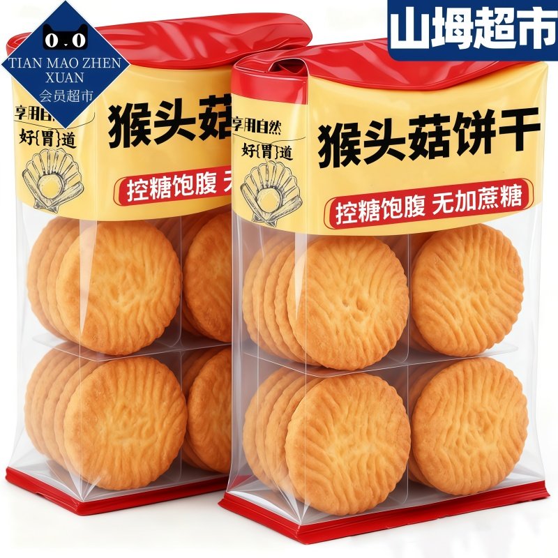 Authentic Hericium Biscuits Official Flagship Store Genuine Product for Nourishing and Protecting the Stomach Individually Packaged Sugar-Free Breakfast Biscuits