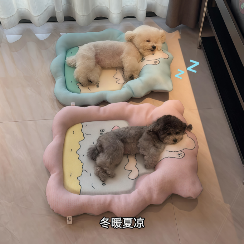 夏の犬小屋の怠惰なソファは、すべての季節に氷パッドの上に横になって眠ることができます。取り外し可能で洗える猫の睡眠通気性クールパッド
