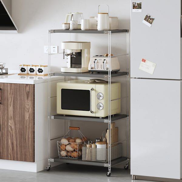 Stainless steel shelves living room storage cabinet storage rack floor-standing household balcony kitchen storage rack multi-layer pot rack rack