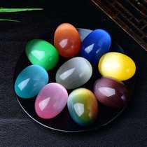 Cats eye stone original stone egg ornaments egg-shaped handle pieces colored gemstones home living room decorations