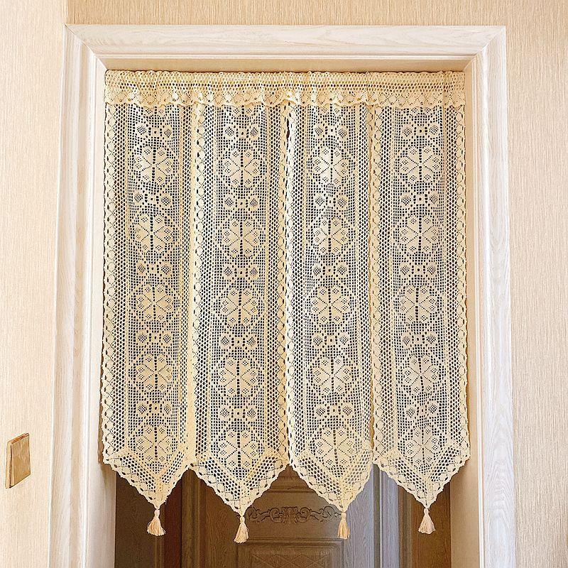 ins Bohemian Style Cotton Lace Hollow-Out Bathroom Door Curtain Partition Curtain Feng Shui Curtain No Drilling Required