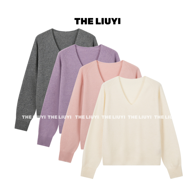 【Liuyi】All-Wool Seamless One-Piece Loose-Fitting Slimming Elegant Versatile Fashionable Knitted Sweater 68202 【Liuyi】All-Wool Seamless One-Piece Loose-Fitting Slimming Elegant Versatile Fashionable Knitted Sweater 68202