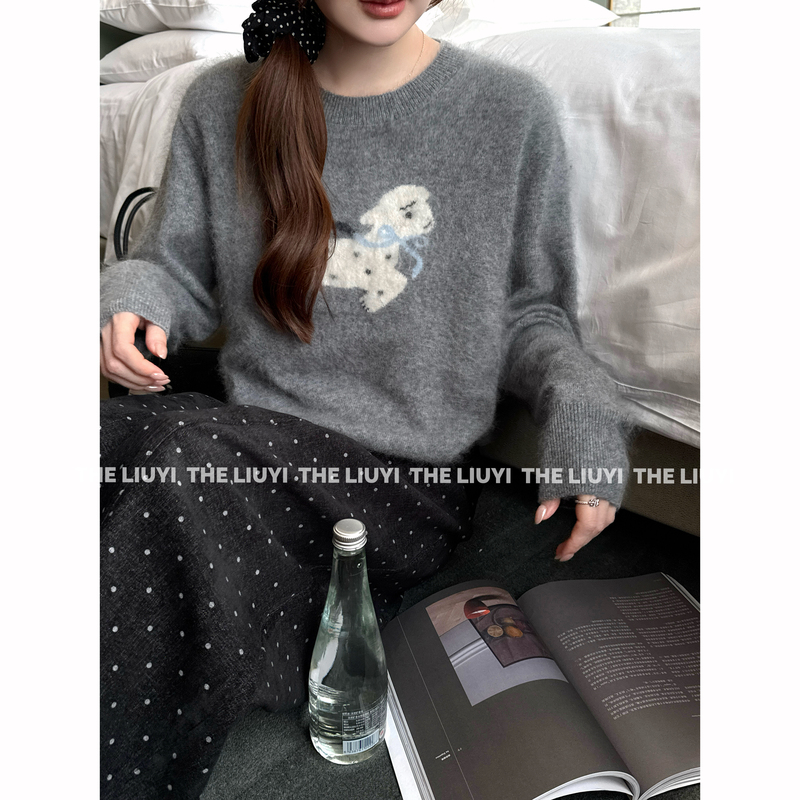【Liuyi】Small Wool Sweater Made of Wool, Mulberry Silk, and Cashmere, Soft and Skin-Friendly for Autumn and Winter, Round Neck Knit Sweater 69044