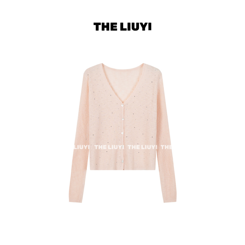 【Liuyi】Summer Cool-Touch Ice Silk Rhinestone Sparkling Cardigan Jacket 64236 【Liuyi】Summer Cool-Touch Ice Silk Rhinestone Sparkling Cardigan Jacket 64236