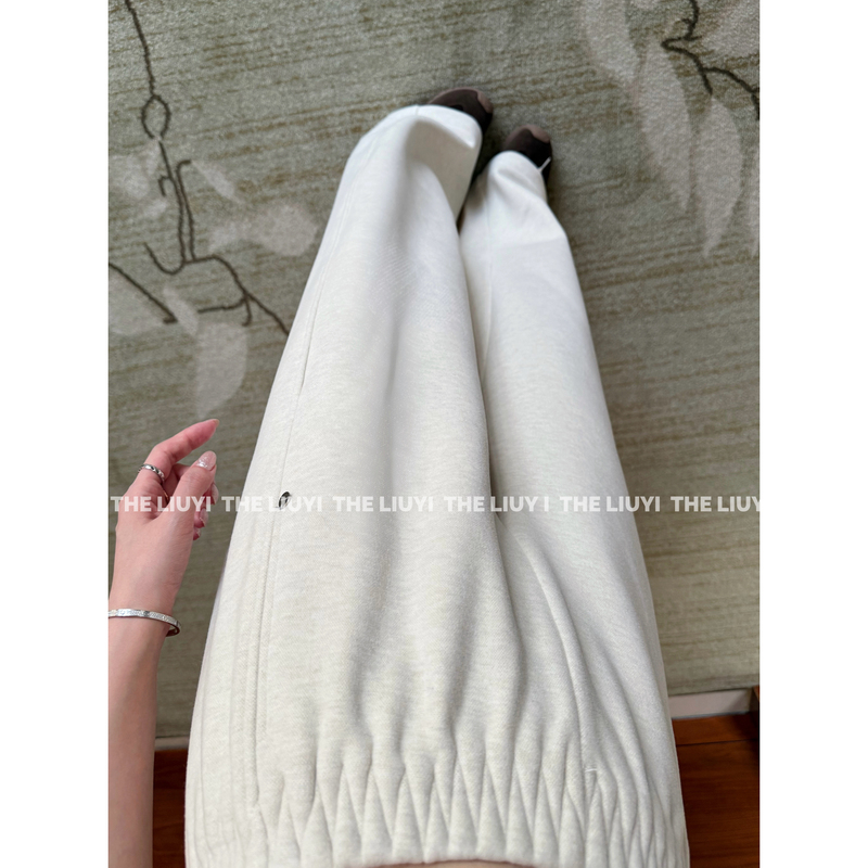 【Liuyi】Lightning Waist~460G Lyocell Wool Fleece-Lined High-Waisted Slimming Elastic Waist Casual Pants 6107A2