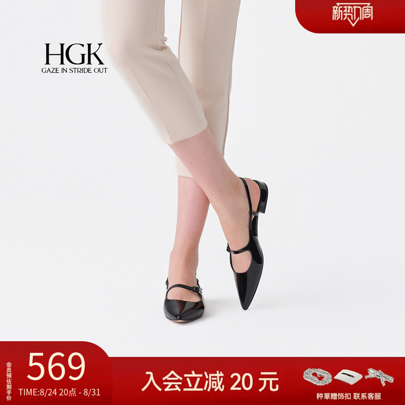 Hgk Top Student 2026 New Model Closed-Toe Low-Heel Flat Mary Jane Sandals High-End Patent Leather Summer Shoes for Women
