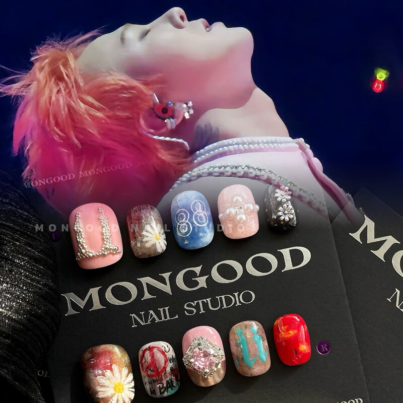 Mongood Exclusive Original [King] Gd G-Dragon Hand-Painted Wearable Nails Concert Support Nails