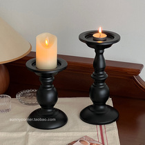 American retro black iron candlestick table atmosphere decorative ornaments aromatherapy candle pedestal Roman column candlestick