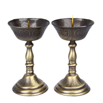 Chinese alloy candle holder retro candle holder small pin for Buddha lamp lotus lamp pair
