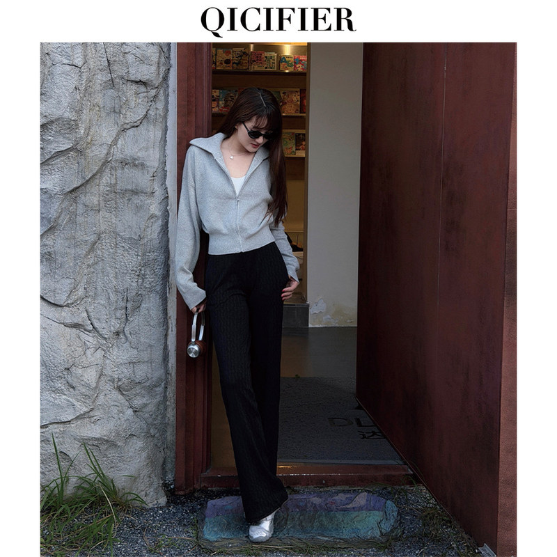 【Qicifier】'Knitted Jacket' Slimming and Versatile Sports Jacket 5529