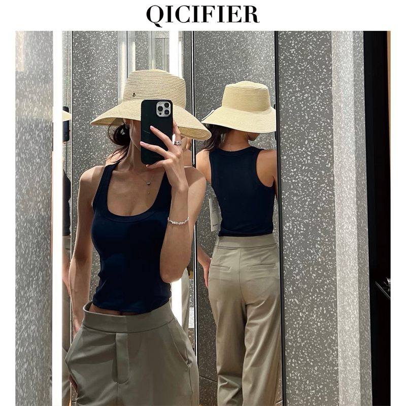 【Qicifier】Fengshen Beauty Back Summer One-Piece Cup Slimming and Concealing Side Breast Versatile Yoga Vest 5402