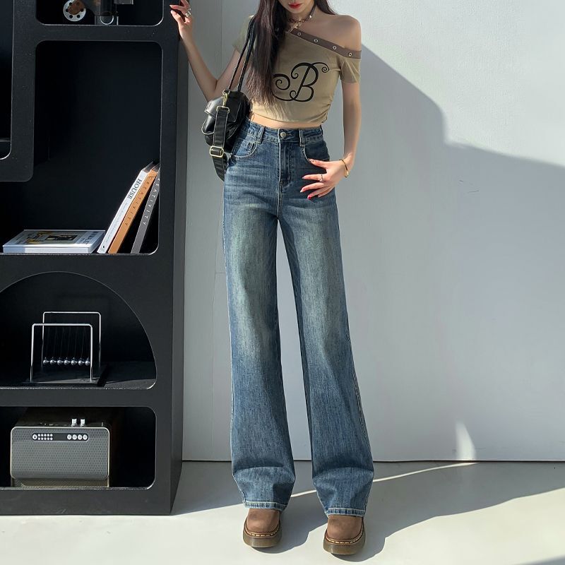 Hangzhou Hexiang Technology Co., Ltd. Blue Slim Straight-Leg Jeans for Women 2025 Spring/Summer New High-Waisted