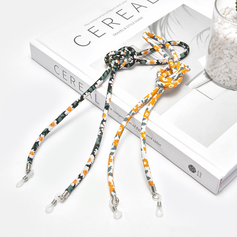 Japanese Eyeglass Strap for Women, Trendy Retro Cotton Elastic Chain, Anti-Loss and Anti-Drop Colorful Eyeglass Strap