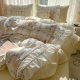 Small fresh wash cotton four-piece set pastoral style lace quilt cover bed sheet student dormitory three-piece set bedding heart