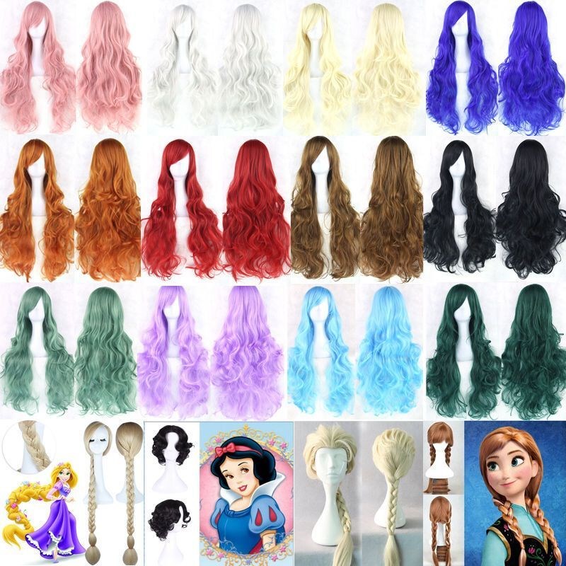 Cosplay Wig Long Curly Hair High Temperature Silk Snow White Elsa Anna Long Hair Cinderella Sleeping Beauty Anime Wig