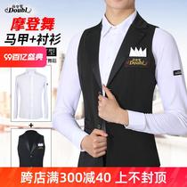 (Modern dance collared suit vest white shirt) suit ballroom ballroom dance waltz dance top
