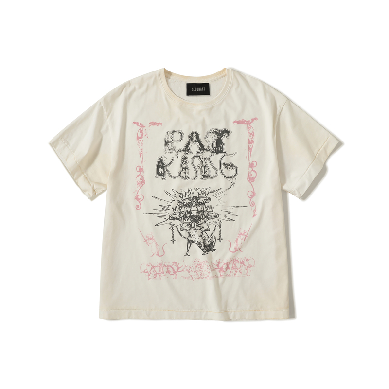 Seconart Rat King Washed Short-Sleeve Shirt, Lightweight, Low-Weight, Short and Wide, Street-Style, Dirty Dyeing, Single Seam, Distressed Seconart Rat King Washed Short-Sleeve Shirt, Lightweight, Low-Weight, Short and Wide, Street-Style, Dirty Dyeing, Single Seam, Distressed