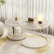 Several guests beside the sofa {living room combination cream style coffee table small apartment light luxury small table balcony leisure tea