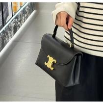 Womens small metal lock cowhide leather shoulder crossbody handbag