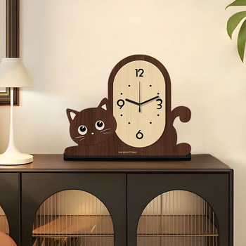 Card Yue Cat Clock Cartoon Living Room Creative Clock Bedroom Bedside Silent Home Clock Table Clock