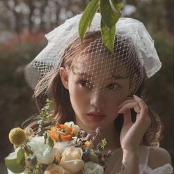 2020 New D 스타일 베일 베일 메시 사진 스튜디오 사진 스튜디오 사진 신부 손잡이 작은 베일 달콤한