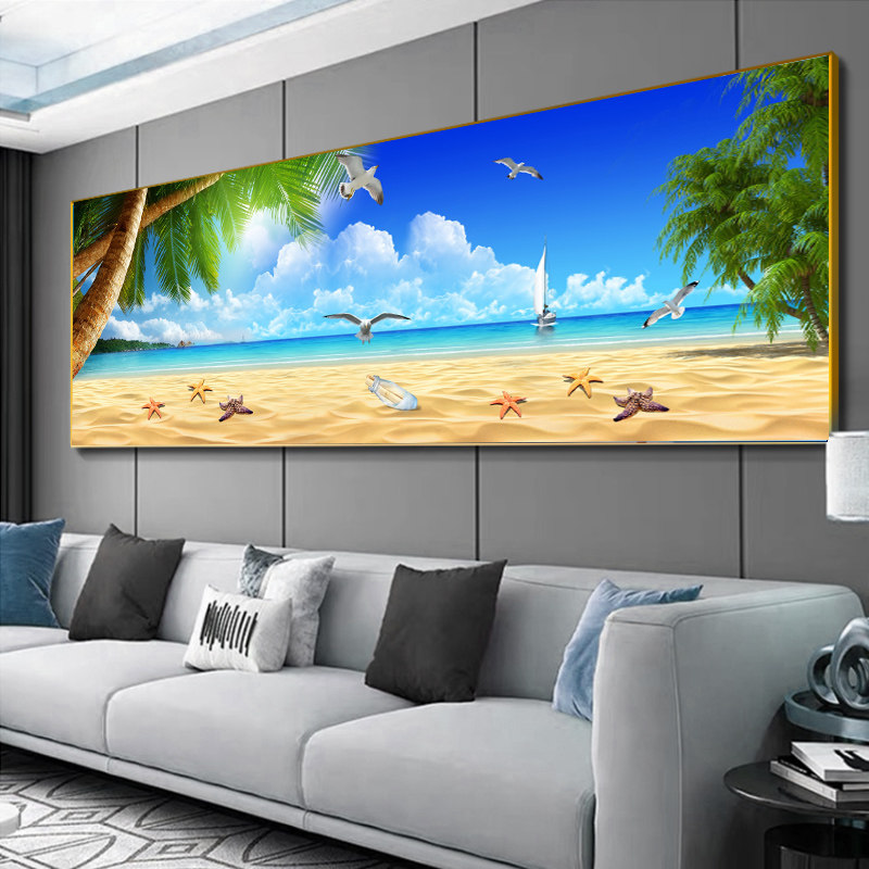 2026客厅装饰新潮流：2025新款九鱼图沙发背景墙挂画，高级感十足的大白墙面如何选择？