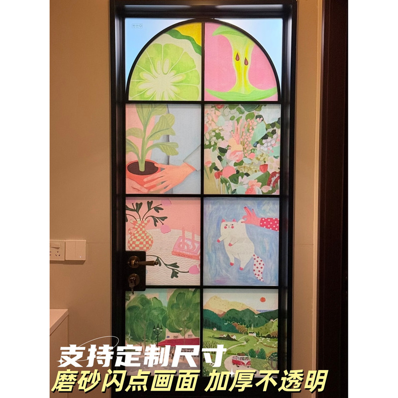 Fresh Bathroom Door Stickers, Glass Door Stickers, Atmospheric Anti-Peep Bathroom Door Stickers, Entrance Door Renovation Decoration Fresh Bathroom Door Stickers, Glass Door Stickers, Atmospheric Anti-Peep Bathroom Door Stickers, Entrance Door Renovation Decoration