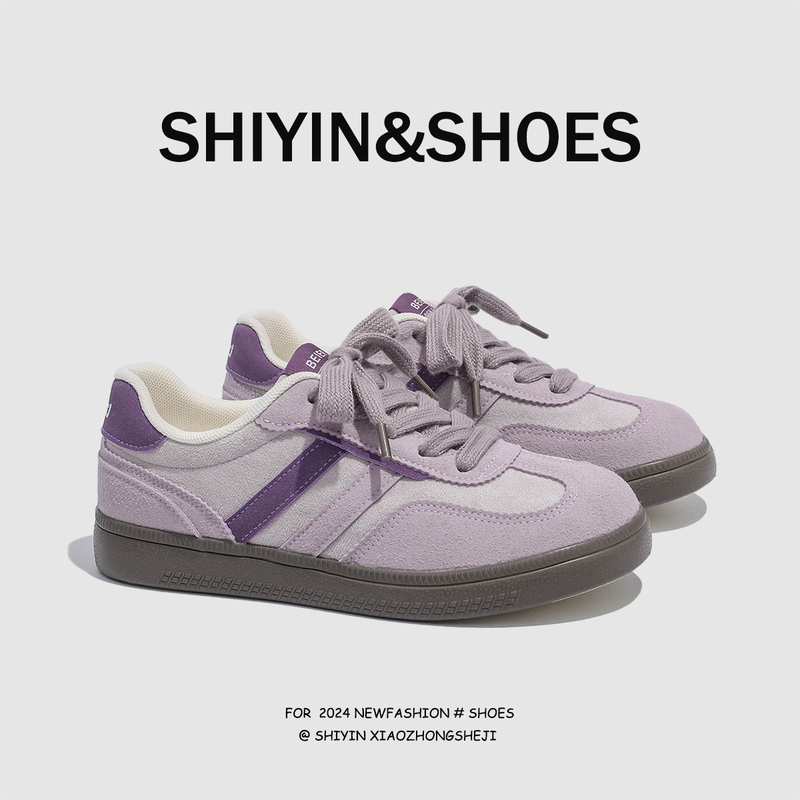 Purple Niche Design German-Style Training Shoes for Women, Spring 2026 New Style, Flat Sneakers for Girls, Breathable Casual Sports Shoes