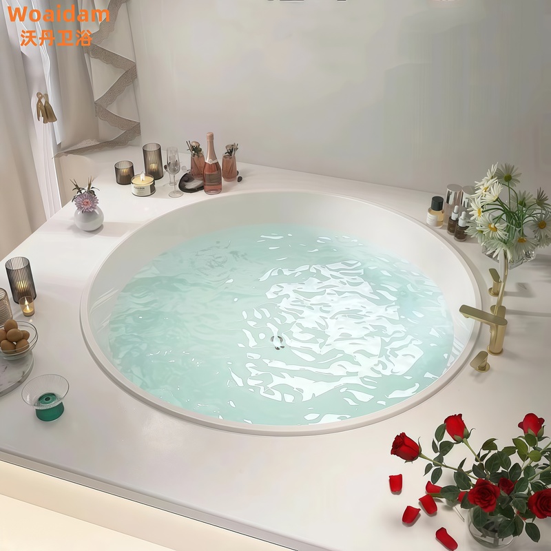 Wandan Thin-Edged Round Embedded Bathtub Adult Large Space Hotel B&B Holiday Style Acrylic Bathtub