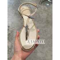 Malatang Rene Caovilla RC womens sandals 24 new style snake-shaped rhinestone flip-flops flat European
