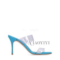 Malatang 50% off Manolo Blahnik Womens Sandals 9cm Scolto PVC High Heel Open Toe Slippers Europe