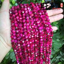 Natural rose red tiger eye stone loose beads tiger clear stone faceted beaded bracelet necklace jewelry accessories direct supply of jewelry stones