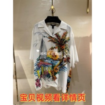 New womens printed single breasted short sleeve shirt