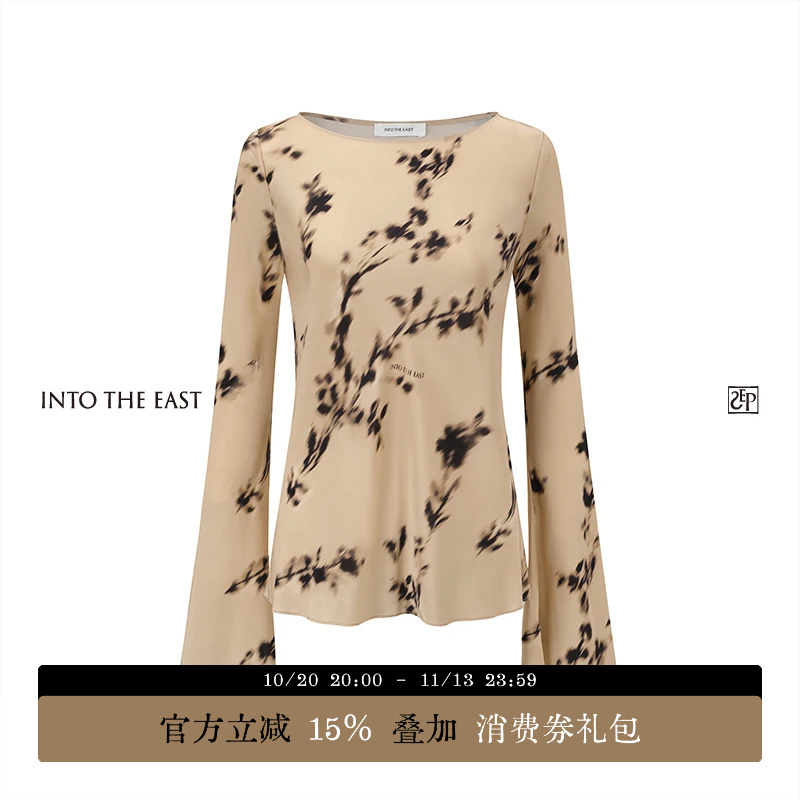 【Bo Xi】Into the East Pre-Printed Mulberry Silk Floral Long-Sleeve Top