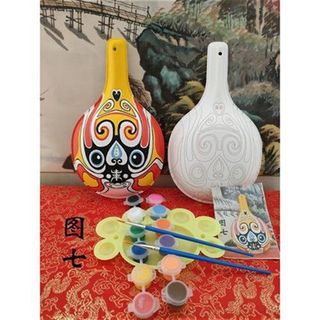 Small diy traditional culture handmade horse spoon gourd society fire pattern facial makeup white blank intangible cultural and creative teaching materials