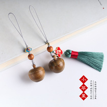 Little apple lanugo hair pendant green sandalwood safe fruit car keychain can be opened to hold things mobile phone chain bag pendant