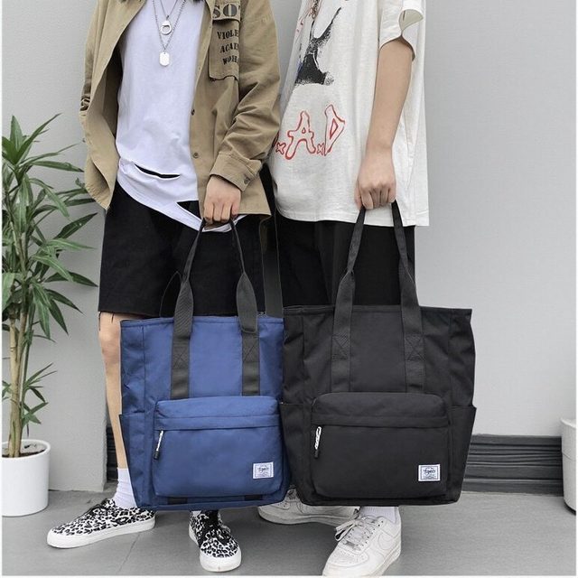 Canvas Bag for Boys, Large-Capacity Handbag for Junior High and High School Students, Tutoring Bag, Book Bag, Commuting Tote Bag