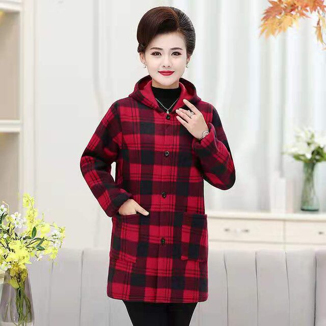 2021 New Style Fleece-Lined Thick Short Winter Flannel Long-Sleeve Fashion Coat for Adult Women and Mothers