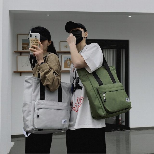 Canvas Bag for Boys, Large-Capacity Handbag for Junior High and High School Students, Tutoring Bag, Book Bag, Commuting Tote Bag